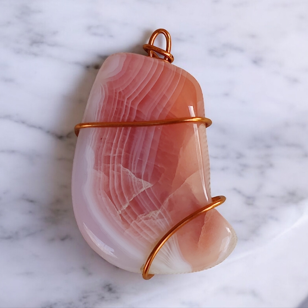 Wire Wrapped Rhodochrosite Pendant